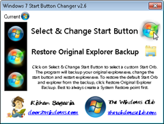 Win7Startbuttonchanger thumb How to restore Windows 7 Start button Orb to its default