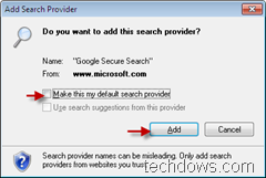 google secure search default search for IE