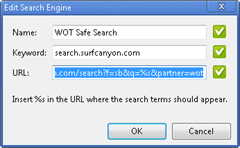 adding WOT safe search engine to Google Chrome