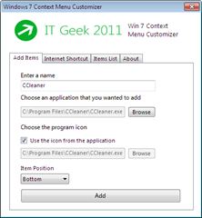 Windows 7 Context Menu Customizer thumb Windows 7 Context Menu Customizer