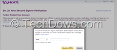 Yahoo Second Sign-in verification setup