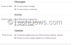 Twitter notifiations setting