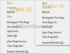 Firefox 15 and Firefox 16 context menus thumb Firefox 16:Changes in Context Menu
