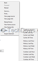 clear chrome history from right click menu thumb Clear Chrome Cache, Cookies and History for a Specific Period/All Time from the Context Menu