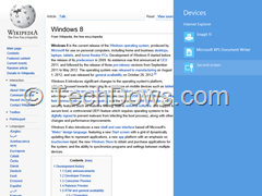 devices charm on IE metro with printers list thumb How to Print Pages from IE10 Metro in Windows 8