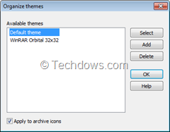 WinRAR organize themes dialog thumb How to install Themes in WinRAR