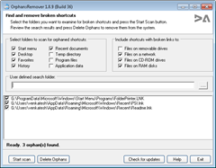 find and remove broken shortcuts with OrphansRemover