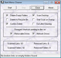 remove dead links with start menu cleaner