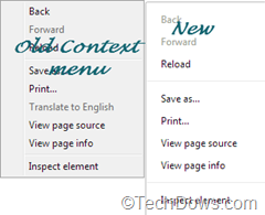 Chrome's old and new context menus compared