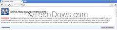 Chrome flags page with reset all to default button thumb Now You can Reset All Chrome Flags to their defaults