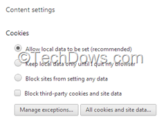 Chromes Cookies section lets you block third party cookies thumb How to block Third Party Cookies in Chrome, Firefox and IE Browsers
