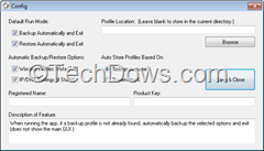 Network Profiles Utility Config window thumb Backup and Restore Wireless Network Profiles in Windows 7/8 with Network Profiles Utility