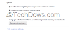 Reset section in Chrome Settings thumb Google Chrome to get Reset Profile Settings Button