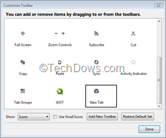 Customize toolbar thumb Firefox New Tab “Plus” Button Missing? Fix This Way
