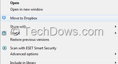 Move to Dropbox context menu item thumb How to Remove "Move to Dropbox" from Context Menu in Windows