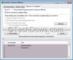 Internet Download Manager options on completion tab thumb Set IDM to Shutdown computer automatically when downloading completes