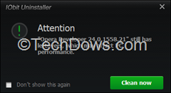 IObit Uninstaller attention clean now dialog thumb How to disable Uninstall Monitor Feature in IObit Uninstaller 4?