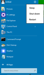 Power Options Start Menu Windows 10 thumb How to Shutdown or Restart Windows 10 from the Start Menu?