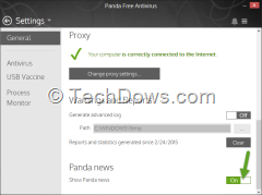 Panda Free Antivirus 2015 general settings-min