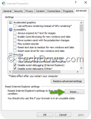 Internet Explroer properties dialog
