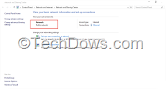 Network and Sharing center showing active networks