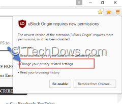 ublock requires new permissions dialog