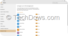 Windows 10 background apps running manage option