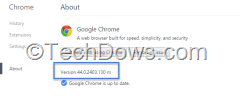 about page says Chrome is up to date but its not