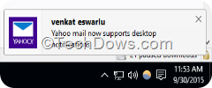 Yahoo mail notification on desktop
