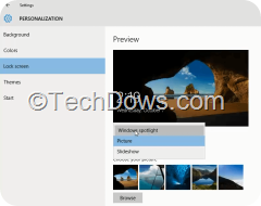 lock screen background settings Windows Spotlight option