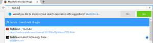 Firefox url bar search with google
