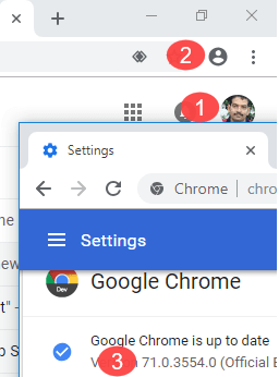 Chrome user menu without Gmail user name