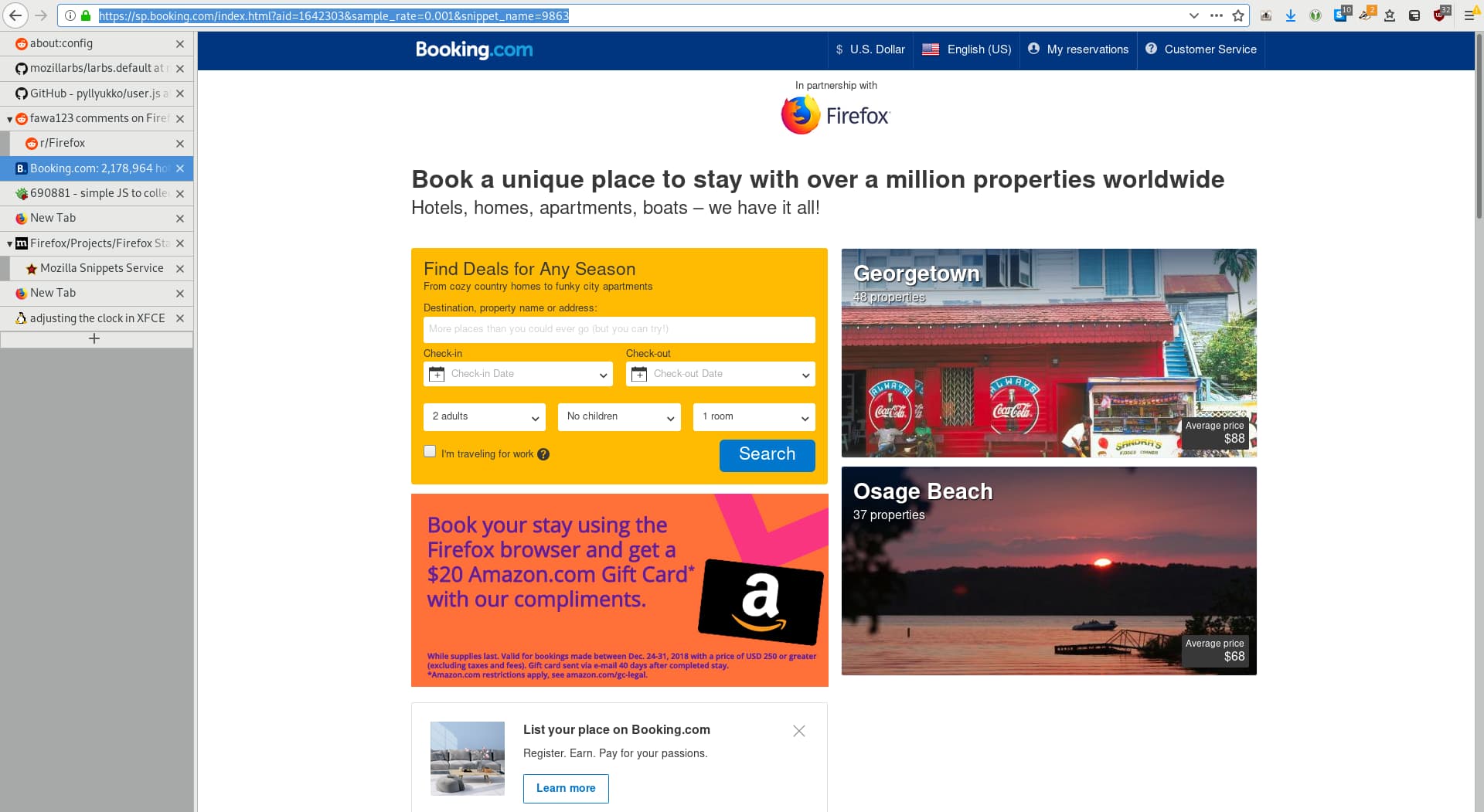 booking.com partnership with Firefox