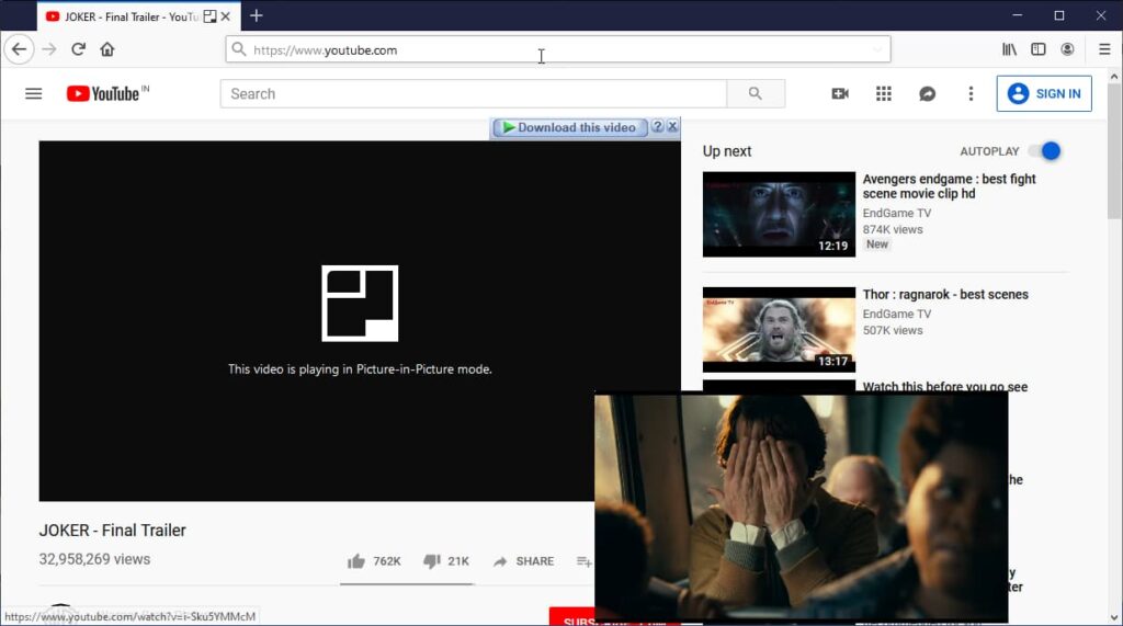 And The Keyboard Shortcut For The Firefox s Picture In Picture For Video Is