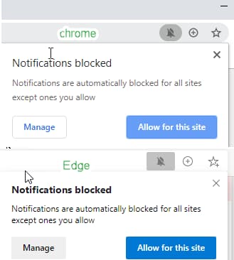 website notification blocked in Chrome and Chromium Edge
