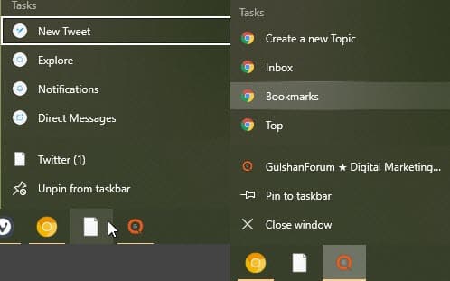 Twitter and another Chrome PWA jump lists