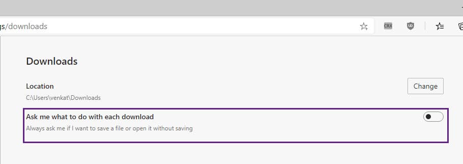 Ask me what to do with each download setting