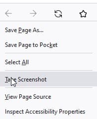 Take Screenshot context menu option