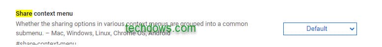 Chrome Share context menu flag