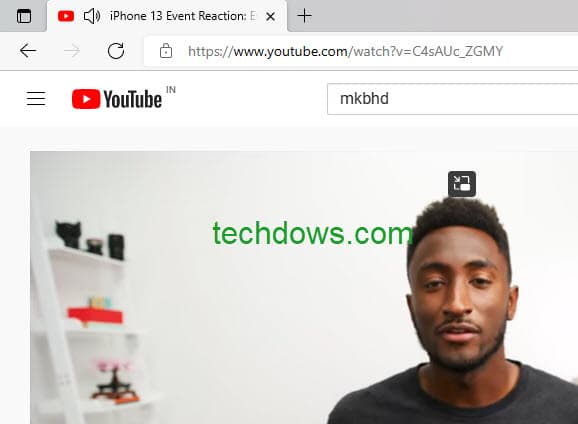 Microsoft Edge Picture in Picture button only