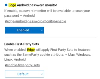 Edge Android Password Monitor flag