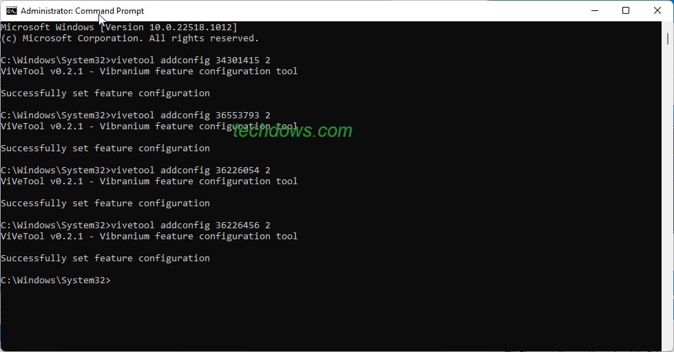 enable Weather icon on taskbar with Vivetool from command prompt