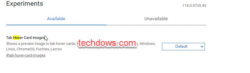 Chrome 114 includes flag to disbale Tab Hover Card Images, not setting added