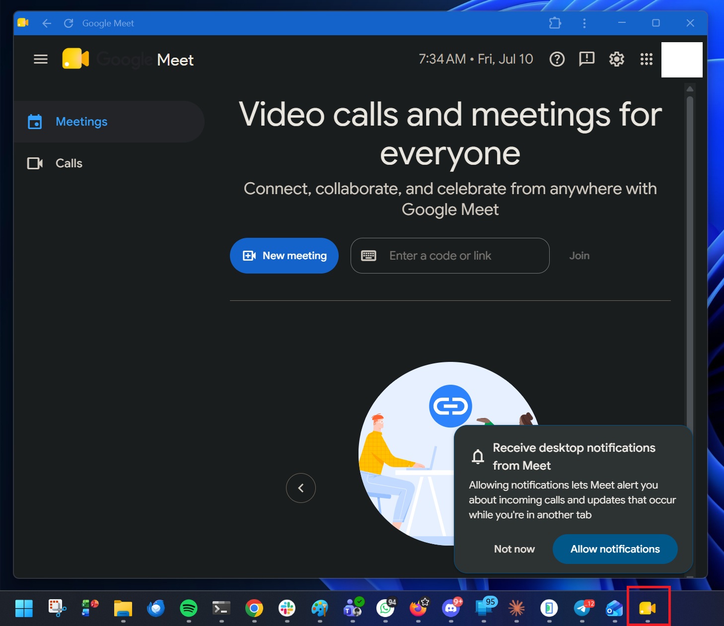 Install Google Meet for Windows 11