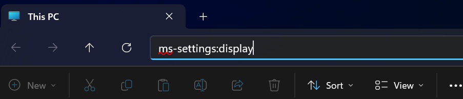 Open Display Settings button in Windows 11 using FIle Explorer