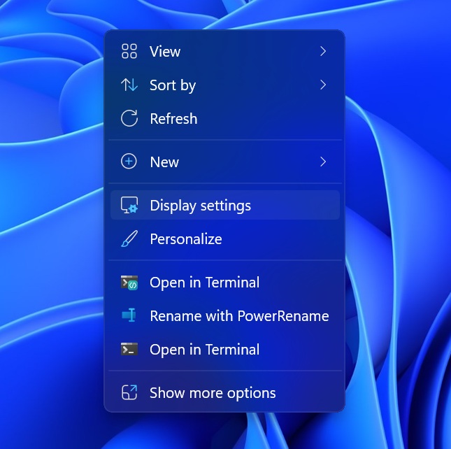 Open Display Settings button in Windows 11
