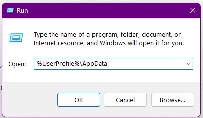 Find %UserProfile%\AppData in Windows 11