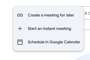 scheduled meeting, enter a meeting code, or click New meeting
