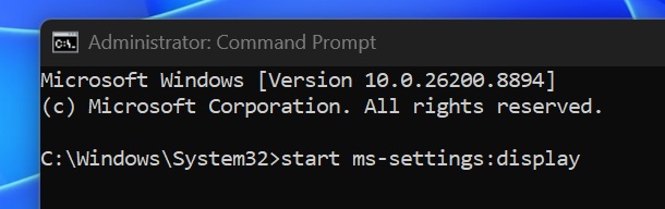 start ms-settings display to open Display Settings in Windows 11