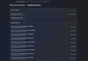 uninstall Windows 11 KB5101650 Windows Update History